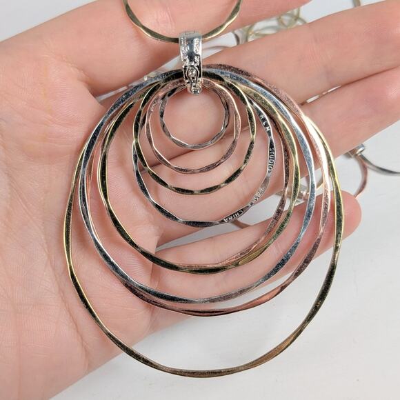 RLM Studio 925 Sterling Tri-Metal Round Link Necklace Pendant Earring Set *READ - Picture 8 of 10